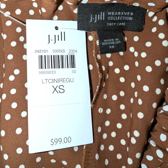NWT J. Jill | Brown Polka Dot Wearever Easy-Care Woven Wide-Leg Crops | Size XS - Picture 5 of 13